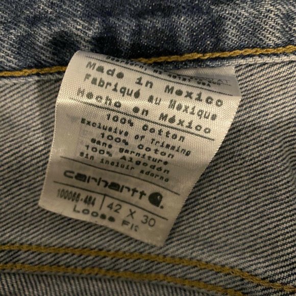 Carhartt 42 x 30 Loose Fit Denim Jeans Mens Medium Wash Blue - Picture 3 of 4